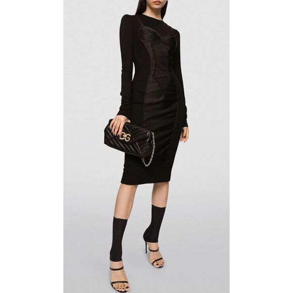 Dolce & Gabbana Black Midi Sheath Dress Made in Italy NWOT Size 36/0 - Picture 6 of 12